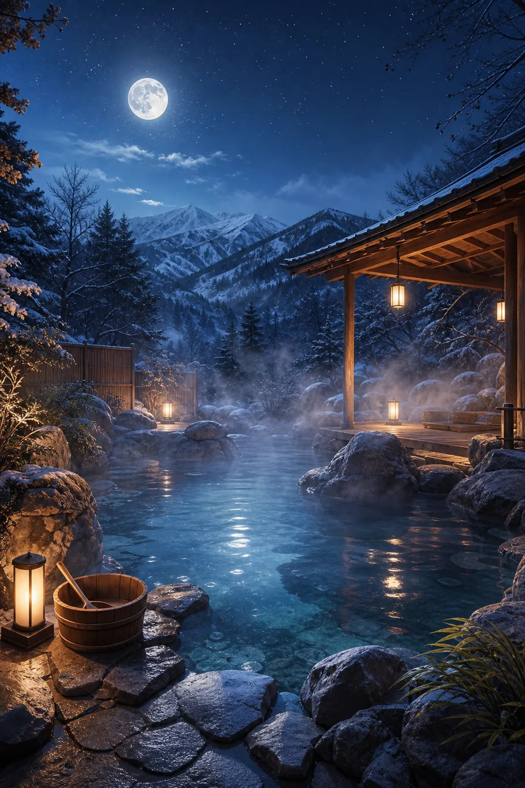 Mountain Hot Spring AI 3D ASMR roleplay scenario
